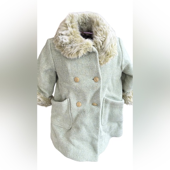 Macleod Kids Italian Wool Double-Breasted Coat with Faux Fur Trim - Picture 2 of 7